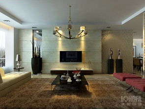 現代風格客廳設計 210㎡四居室電視背景墻與茶幾裝飾效果解析